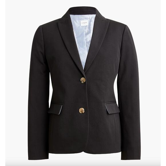 J.Crew Cotton Blend Two Button Blazer Preppy Black Classic Notch Collar US 0 NWT - Picture 4 of 14